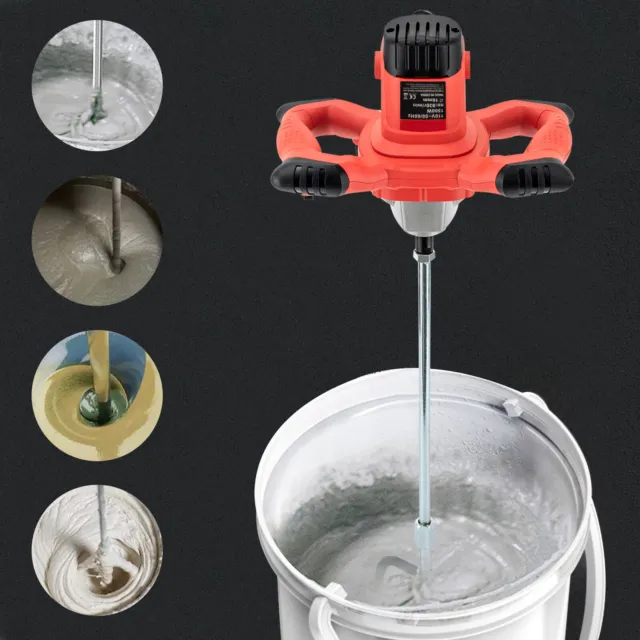 1500W Cement Render Paint Concrete Glue Plaster Rotary Drill Shaft Mortar Mixer