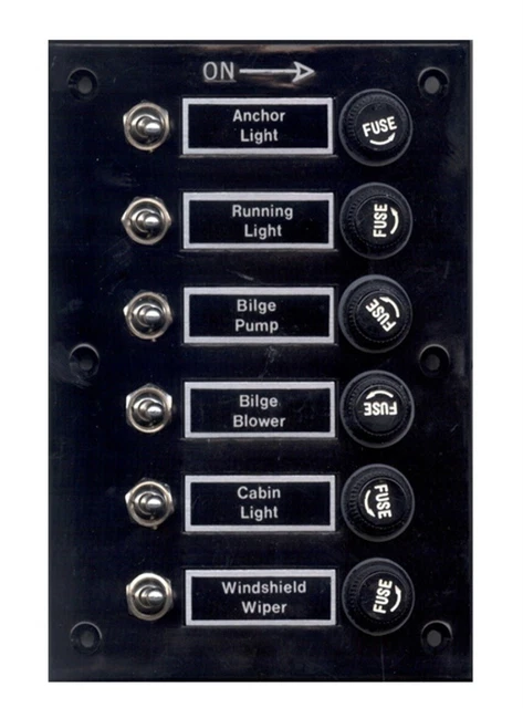 Pannello Interruttori A Bilanciere 6 Gang Con Voltmetro E USB - Per Auto, Barche, 12V/24V