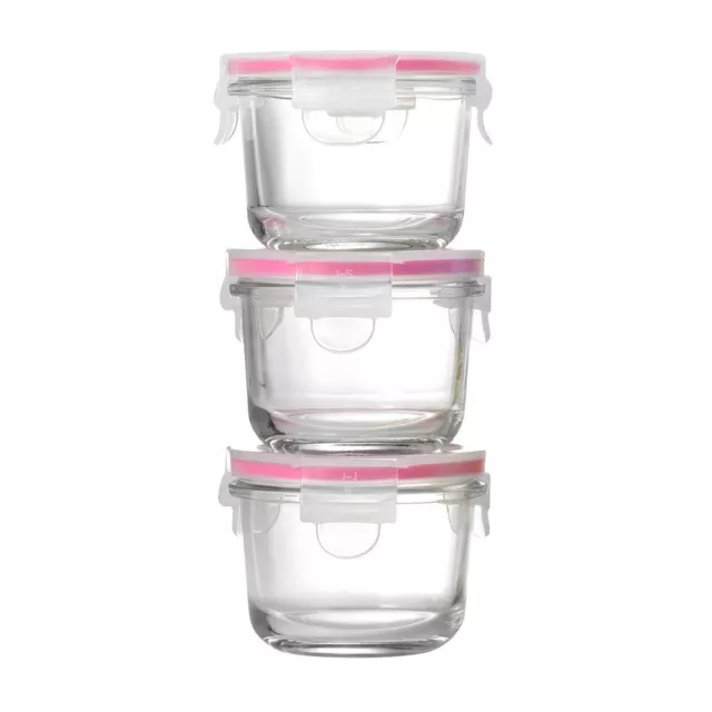 NEW Glasslock Baby Food Round Container Set 3pce