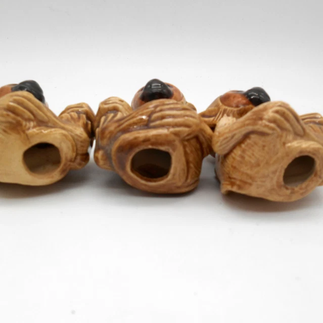 6 Vintage Macrame 3" Cermaic Monkey Beads 5