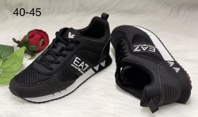 Emporio Armani EA7 Black/White Trainers UK Sizes 6,7,8,9,10,11