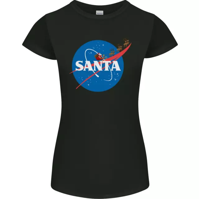 Santa Clause NASA Parody Funny Christmas Womens Petite Cut T-Shirt