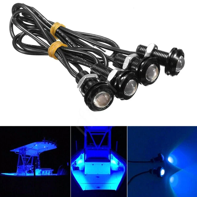 LOT DE 4 lumières de bateau LED bleues avancées éclairage sous-marin