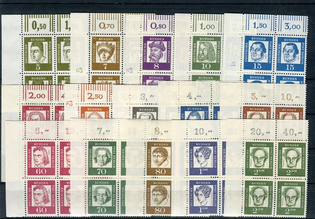 Berlin 199-213 Bedeutende Deutsche Eckrand Viererblock Satz OL postfrisch(G2605)
