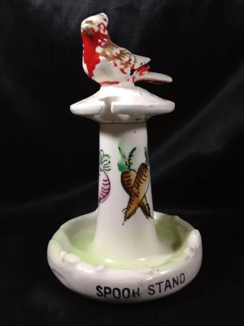 Vintage Ceramic Spoon Stand Cardinal Figurine