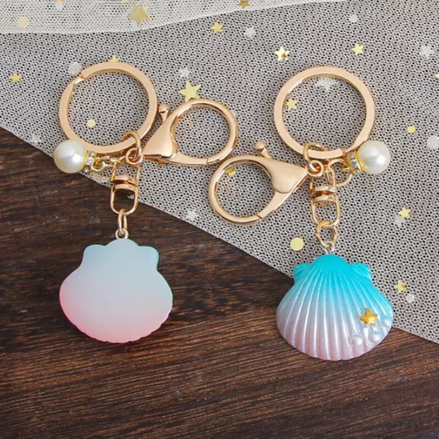 Fashion Gradient Color Simulated Pearl Shell Keychain Car Backpack Pendant DecYB