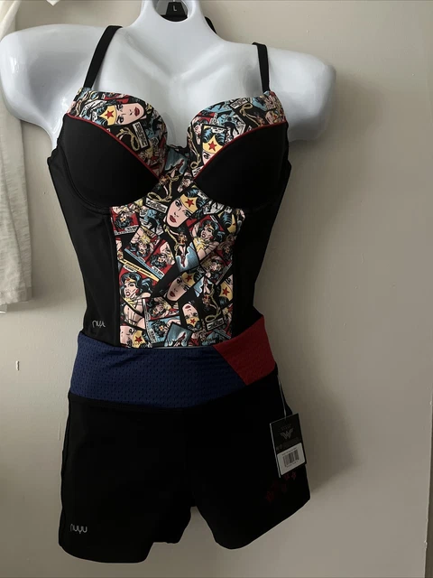 Wonder Woman Outfits 2 Piece Set,Workout High Waist Athletic shorts & bustier