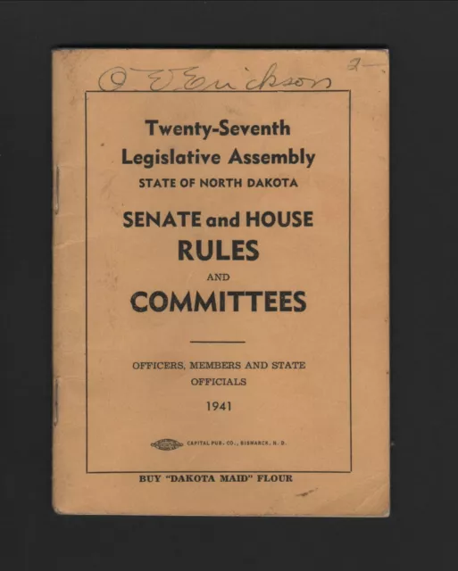 North Dakota - Senate And House Rules And Committees - 27Th Legislative Assembly