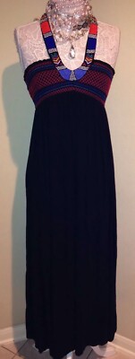 RARE~VICTORIAS SECRET~MAXI-BRA TOP~DRESS~INDIAN BEADS~Halter COVER UP~XS X-SMALL
