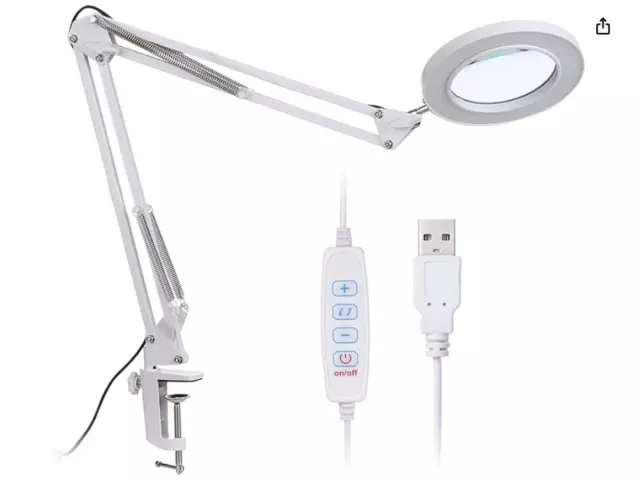 Andoer 8 X lampada con lente d'ingrandimento, lampada da scrivania con morsetto,