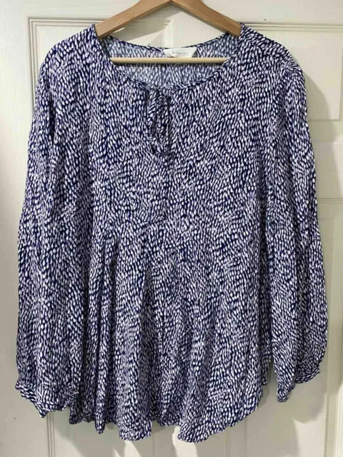 Two By Vince Camuto Womens Size 1X Purple Tie Neck Blouse Long Sleeve