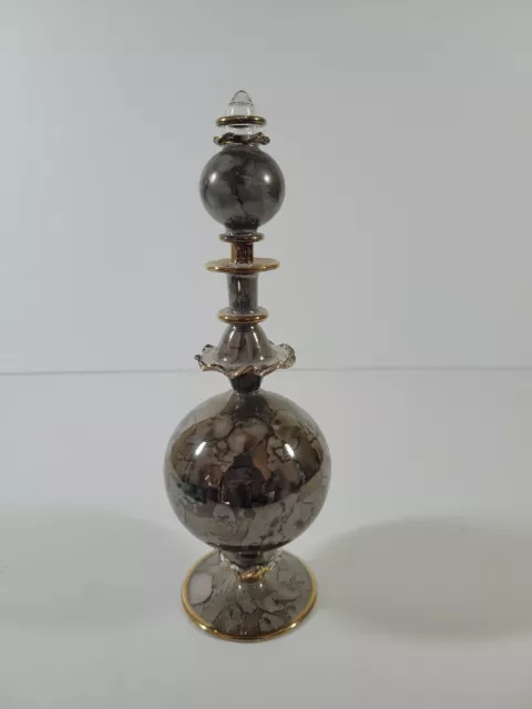 Royal Limited Crystal Glass Perfume Bottle Grey Gold Watercolor Pattern Stopper