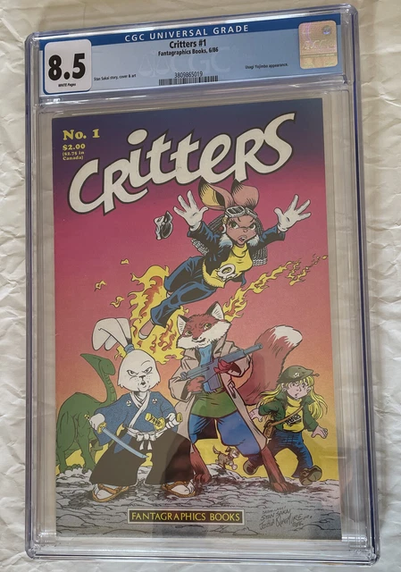 Fantagrapgics Books Critters#1 CGC 8.5 Usagi Yojimbo 1986 White pages