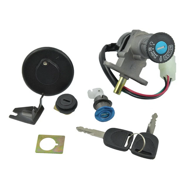 Motorcycle Aluminum Fuel Gas Cap Ignition Switch Seat Lock Key Set Universal