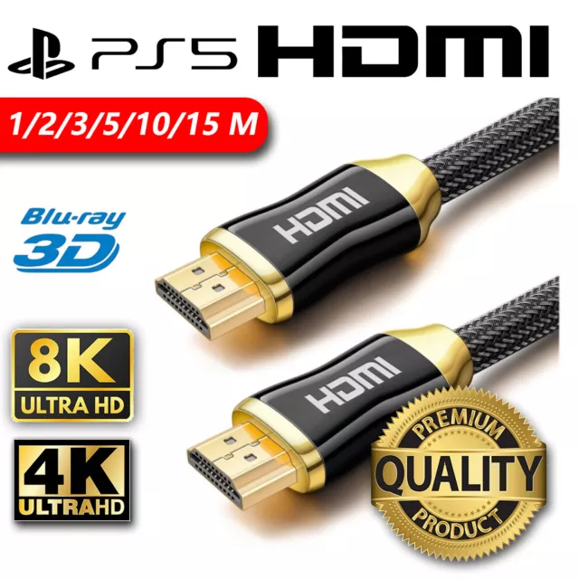 Premium Quality 8K 4K HDMI Cable Ultra HD Cord 15M 10M 5M 3M 2M 1M  XBOX PS4 PS5