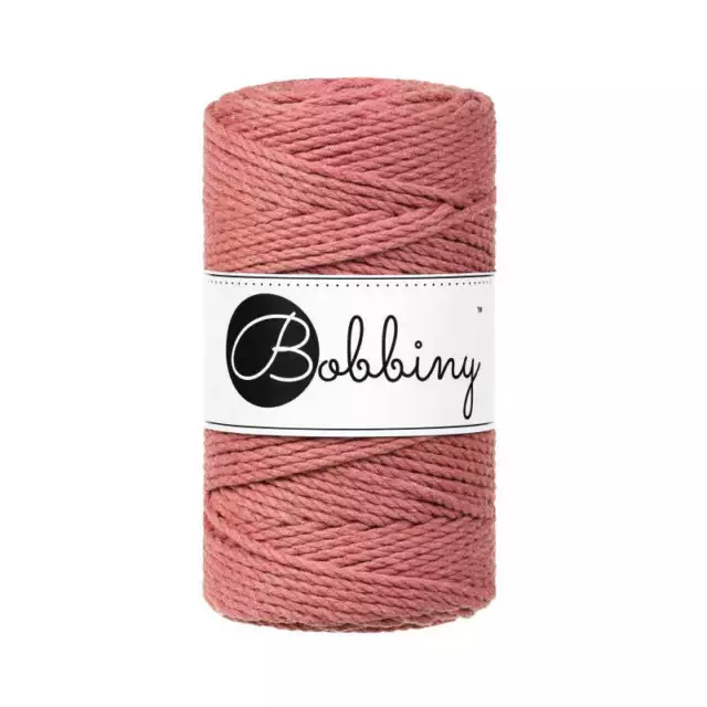 Hilo Bobbiny Makramee 3mm 3 capas peonía 100m