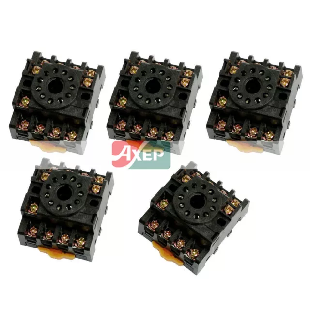 A● 5 Pcs PF113A 11 Pin Screw Terminals Relay Base Socket for Time Delay