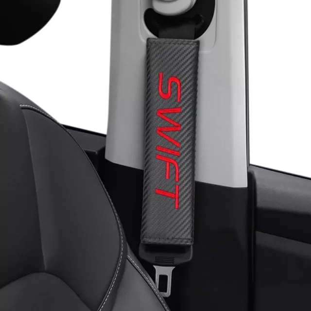 2Pcs Suzuki Swift Shoulder Pad Cover Protector Seat Belt Carbon Fibre Style