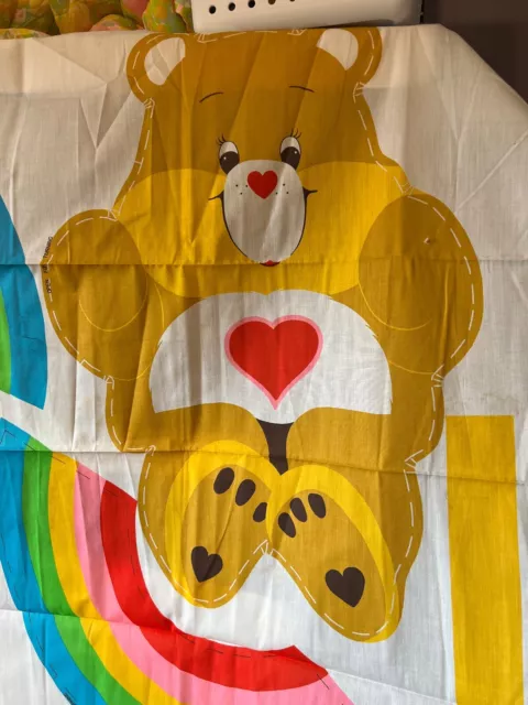 Vtg 1984 Care Bears Tenderheart Bear Fabric Panel Large Pillow Rainbow Wall Hang