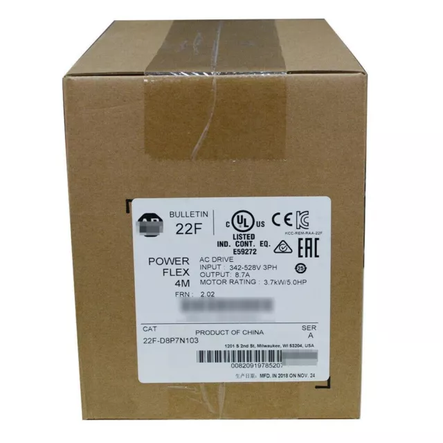 AB PowerFlex 4M Ser A 22F-D8P7N103 3.7KW 5HP AC Drive Factory Sealed