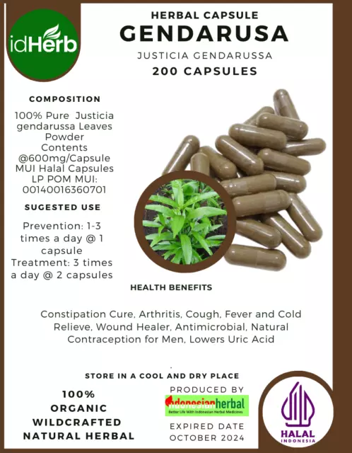 [idHerb] CAPSULES GENDARUSA JUSTICIA GENDARUSSA NATURAL ORGANIC HERBAL HERBS