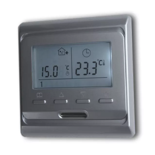 Digital Thermostat Ambiant Avec Programme Hebdomadaire Argent #888
