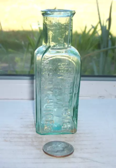 Nice Victorian Aqua Bottle Embossed, Eiffel Tower Fruit Juice