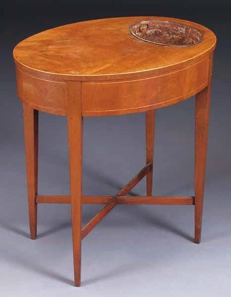 Mahogany Rafraicaissoir Charles X Style Oval with inlaid strining X-form stretch