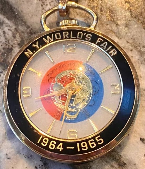 ~Original~1964-1965 New York World’s Fair~Unisphere Watch & Chain~Excellent!~