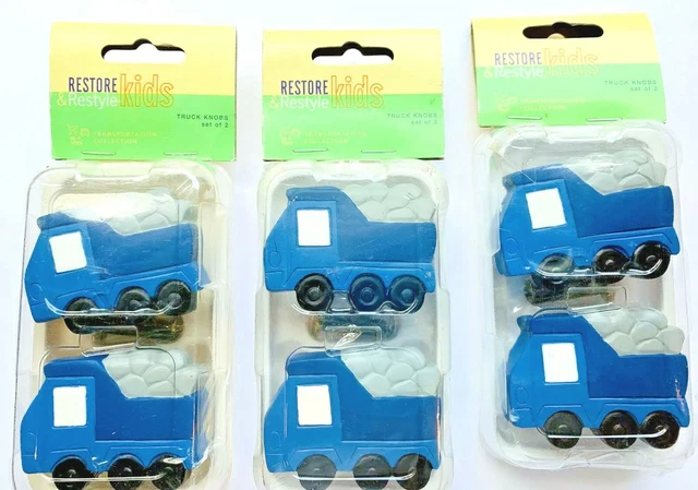 Blue Dump Truck Drawer Knobs/Pulls Lot of 6  NOS Year 2000 In orig. Package