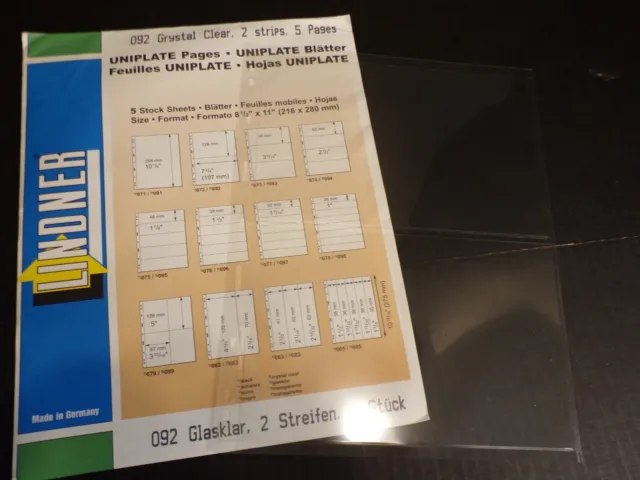 Lindner Uniplate pages, #092 clear 2 strip 5 pages (F136)