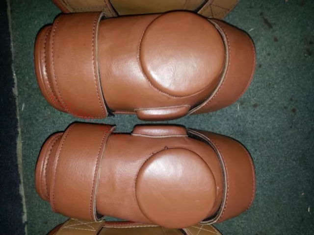 Custom Polo/Riding Knee Guards Genuine Tan Leather For Ladies & All Ages