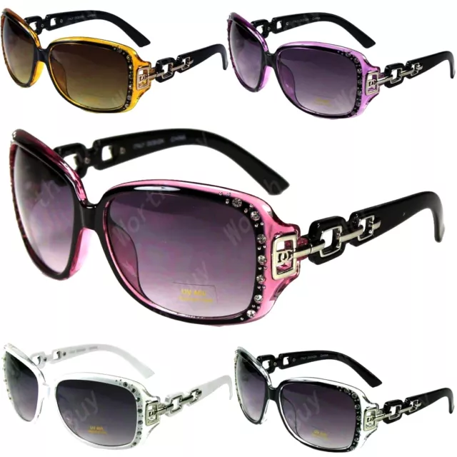 DG Eyewear Womens Rhinestones Square Wrap Sunglasses Fashion Shades Celebrity