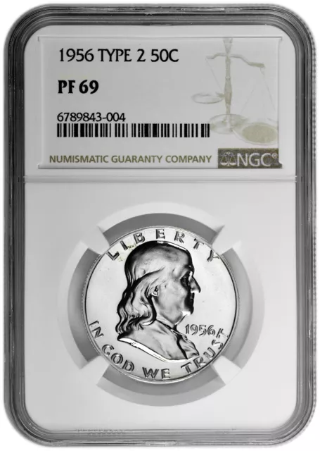 1956 Type 2 50C Silver Proof Franklin Half Dollar NGC PF 69