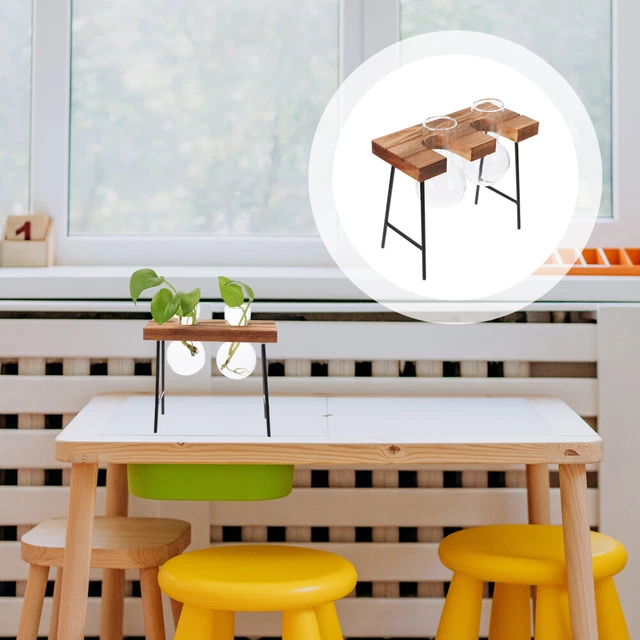 2 Vasi Idroponici In Vetro Con Vassoio Bambù - Stazione Propagazione Piante Per Casa E Ufficio - Foto 11