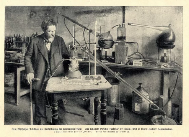 Schweizer Physiker Prof. Dr. Raoul Pictet im Berliner Labor 25 Jahre Gas...1903