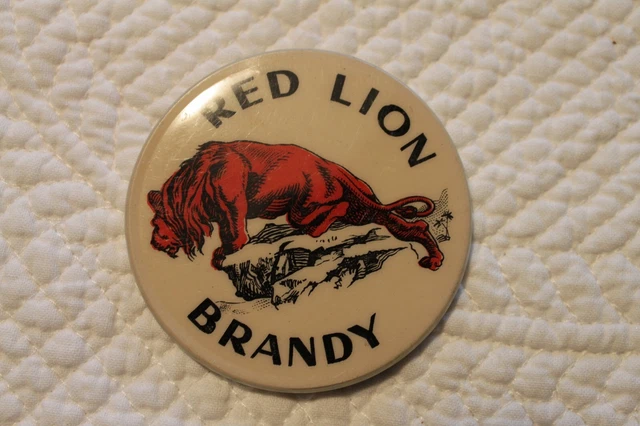 Taschenspiegel / Pocket Mirror Celluliod Reklame Red Lion Brandy