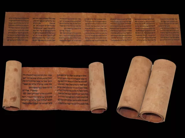 Ancient Bible Esther Scroll Manuscript/Leaf Deer Parchment Israel 150 Years Old