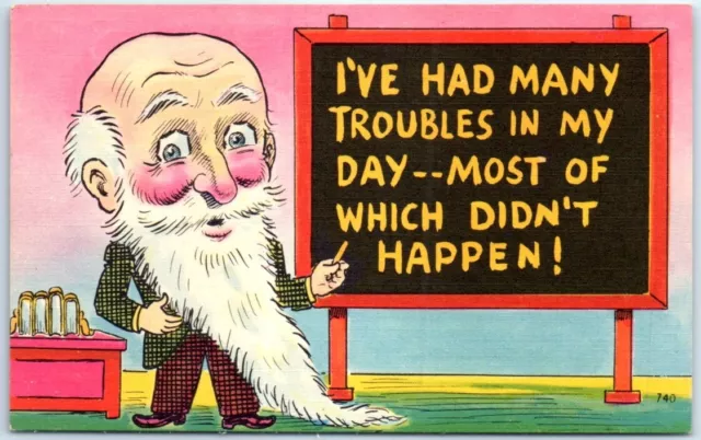 Postcard - Greeting Card with Quote and Big-Headed Man Comic Art Print