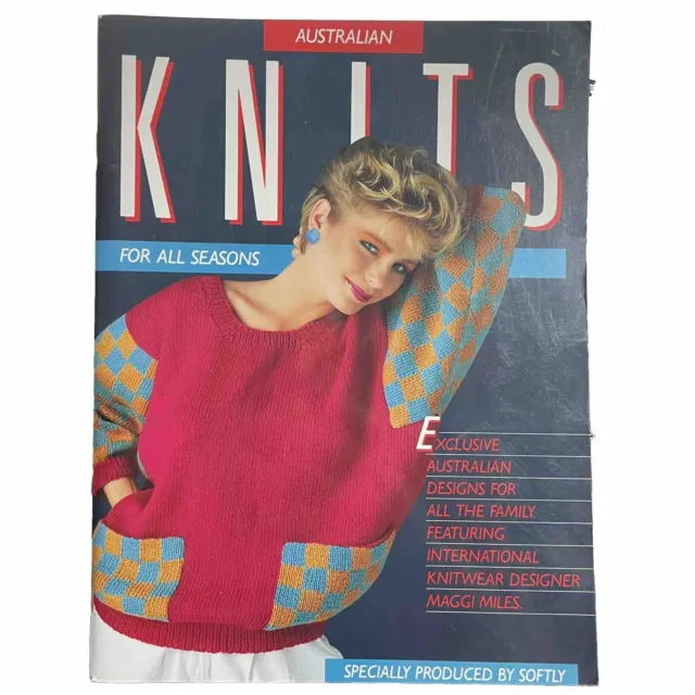 AUSTRALIAN KNITS For All Seasons Vintage Family Knitting Pattern Book (1986)
