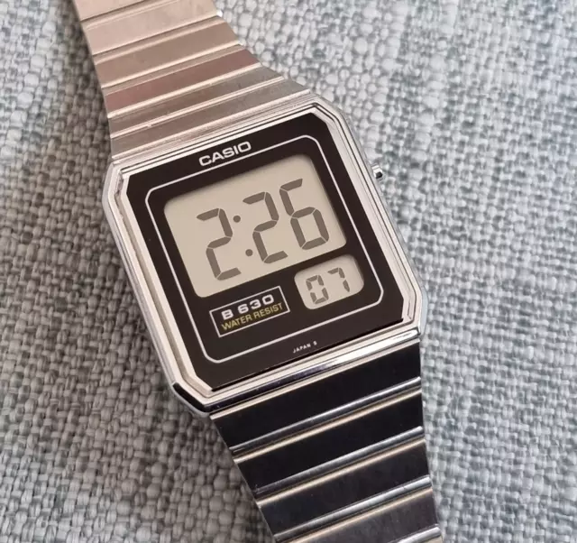 vintage casio b630 digital men's watch japan rare module 632 slim case 5mm