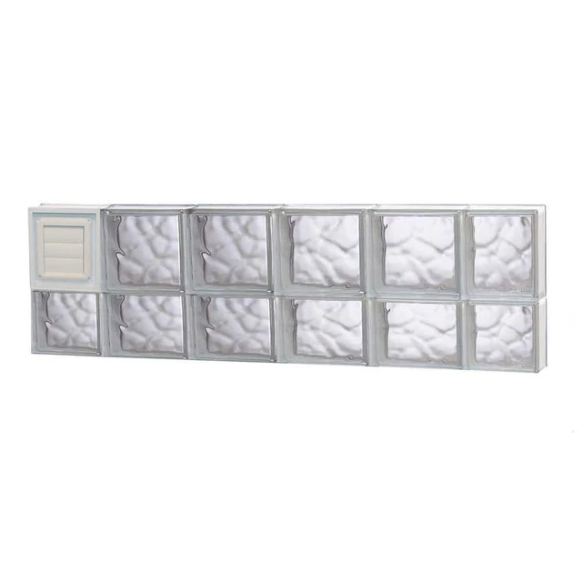 Clearly Secure Glass Block Window W/ Dryer Vent 42.5"x13.5"x3.125" Frameless