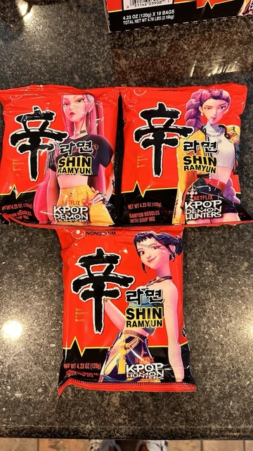 3PK KPOP DEMON Hunters SHIN Ramyun Ramen Huntrix Rumi Zoey Mira golden ...