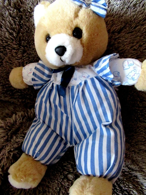 doudou peluche ours nicotoy bleu vintage très bon état 30cm