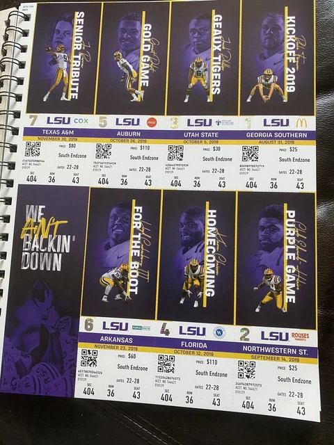 Lsu Gameday Unused Season Ticket (1) Sheet From 2019 Undefeated Season