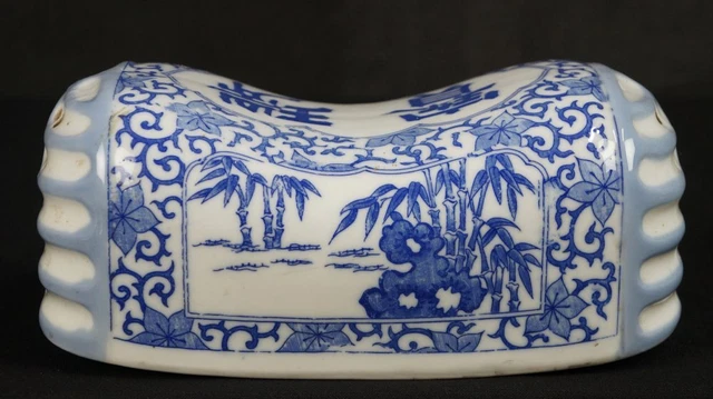 Antique Japan ceramic summer Makura pillow 1920s Imban decoration