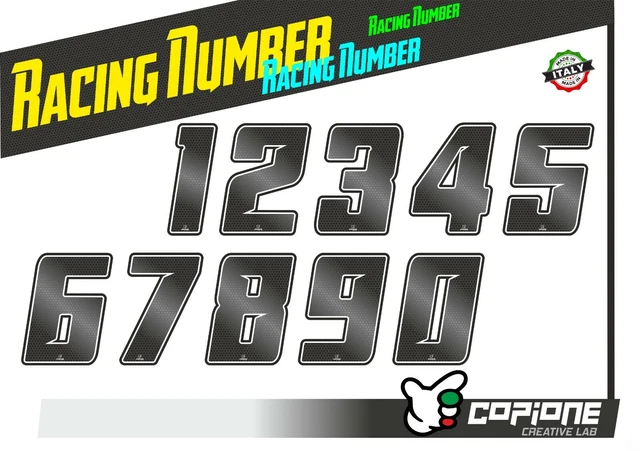 Set 3x Autocollant Sticker Voiture Moto Porte Numéro Chiffre Course - Foto 4