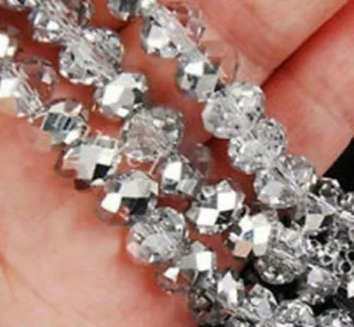 Schmuck facettiert 460pcs 3*4mm Kristall facettierte lose Perlen Silber Weiss