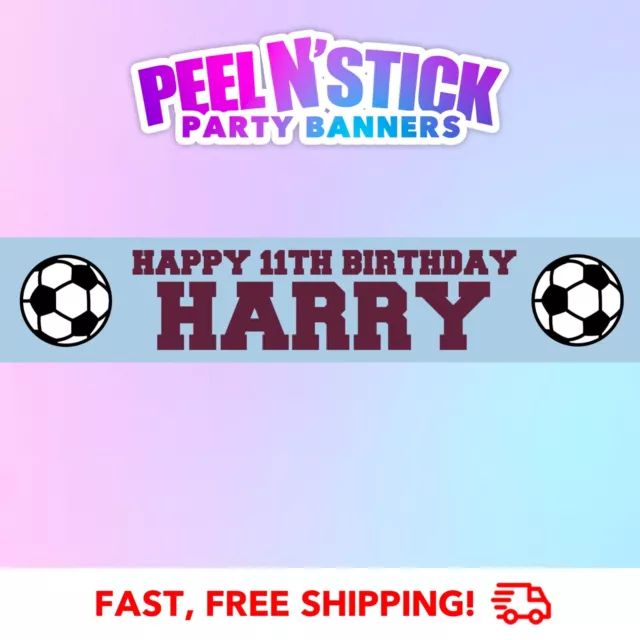 West Ham Colours Football Personalised Birthday Party Banner