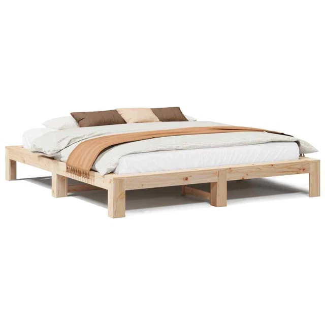 BED FRAME WITHOUT Mattress 180x200 cm Super King Solid Wood Pine vidaXL
